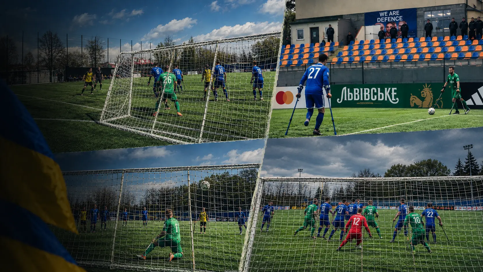 Amputee footballers on a pitch in Ukraine, from Football in Times of War