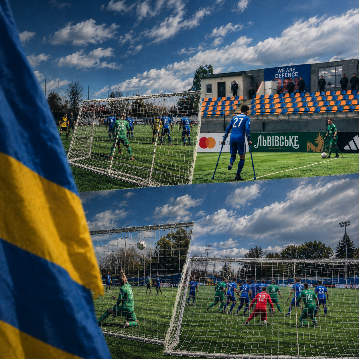 Amputee footballers on a pitch in Ukraine, from Football in Times of War